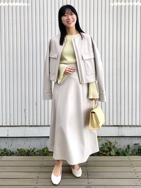 「OPAQUE.CLIP」｜「アイテム（ブルゾン）」を使った、OPAQUE.CLIPスタッフさん（レディース・158cm）の春コーディネート