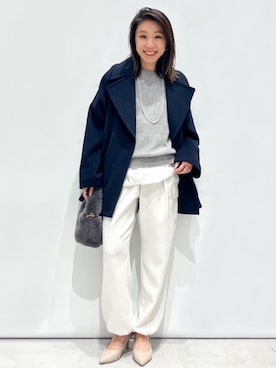 「OPAQUE.CLIP」｜「アイテム（ピーコート）」を使った、OPAQUE.CLIPスタッフさん（レディース・159cm）の秋コーディネート