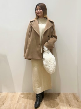 「アイテム（ピーコート）」を使った、OPAQUE.CLIPスタッフさん（レディース・155cm）の秋コーディネート
