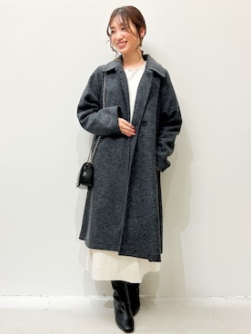 「OPAQUE.CLIP」｜「アイテム（チェスターコート）」を使った、OPAQUE.CLIPスタッフさん（レディース・157cm）の冬コーディネート