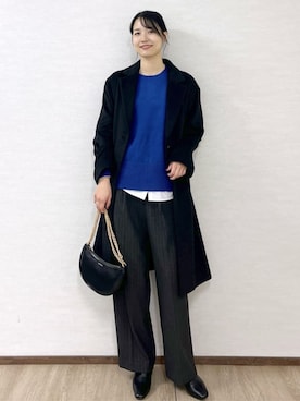 「アイテム（チェスターコート）」を使った、OPAQUE.CLIPスタッフさん（レディース・174cm）の冬コーディネート