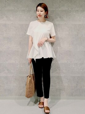 「オペークドットクリップ」｜OPAQUE.CLIPスタッフさん（レディース・158cm）の夏コーディネート