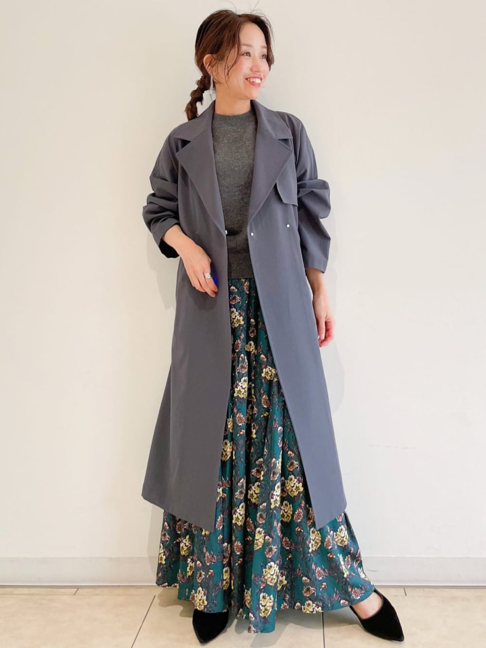 未使用☆大草直子さんハウントモノトーンプリントロングスカート　38サイズ 未使用☆大草直子さんハウントモノトーンプリントロングスカート