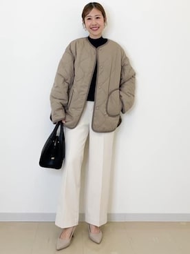 「OPAQUE.CLIP」｜「アイテム（ノーカラーコート）」を使った、OPAQUE.CLIPスタッフさん（レディース・157cm）の冬コーディネート