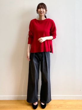 「OPAQUE.CLIP（オペークドットクリップ）のアイテム（デニムパンツ）」を使った、OPAQUE.CLIPスタッフさん（レディース・166cm）の秋コーディネート