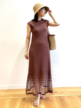 「オペークドットクリップ」｜OPAQUE.CLIPスタッフさん（レディース・158cm）の夏コーディネート