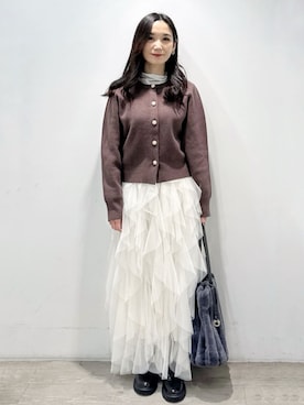 「アイテム（ピアス（両耳用））」を使った、OPAQUE.CLIPスタッフさん（レディース・156cm）の冬コーディネート