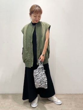 「オペークドットクリップ」｜OPAQUE.CLIPスタッフさん（レディース・158cm）の夏コーディネート