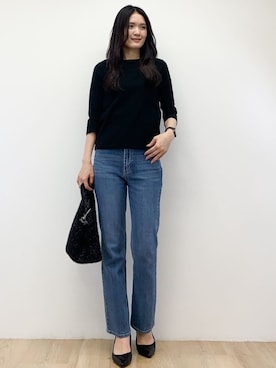 「OPAQUE.CLIP（オペークドットクリップ）のアイテム（デニムパンツ）」を使った、OPAQUE.CLIPスタッフさん（レディース・170cm）の秋コーディネート