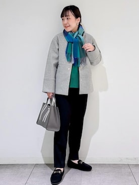 「オペークドットクリップ」｜「アイテム（ノーカラーコート）」を使った、OPAQUE.CLIPスタッフさん（レディース・153cm）の秋コーディネート