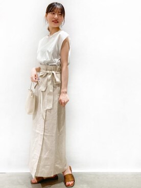 「オペークドットクリップ」｜OPAQUE.CLIPスタッフさん（レディース・158cm）の夏コーディネート