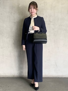 「OPAQUE.CLIP」｜「アイテム（ノーカラージャケット）」を使った、OPAQUE.CLIPスタッフさん（レディース・160cm）の冬コーディネート