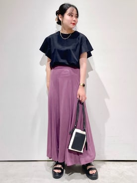 「オペークドットクリップ」｜OPAQUE.CLIPスタッフさん（レディース・158cm）の夏コーディネート