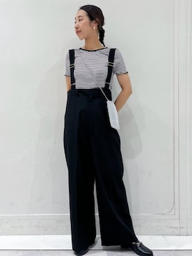 「OPAQUE.CLIP」｜「アイテム（オールインワン・サロペット）」を使った、OPAQUE.CLIPスタッフさん（レディース・167cm）の夏コーディネート
