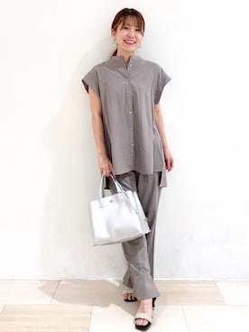 「オペークドットクリップ」｜OPAQUE.CLIPスタッフさん（レディース・158cm）の夏コーディネート