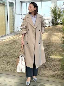 「OPAQUE.CLIP」｜「アイテム（トレンチコート）」を使った、OPAQUE.CLIPスタッフさん（レディース・159cm）の冬コーディネート