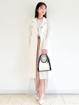 「OPAQUE.CLIP」｜「アイテム（トレンチコート）」を使った、OPAQUE.CLIPスタッフさん（レディース・162cm）の春コーディネート