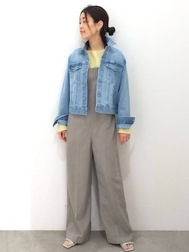 「OPAQUE.CLIP」｜「アイテム（オールインワン・サロペット）」を使った、OPAQUE.CLIPスタッフさん（レディース・158cm）の春コーディネート