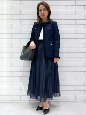 「OPAQUE.CLIP」｜「アイテム（ノーカラージャケット）」を使った、OPAQUE.CLIPスタッフさん（レディース・152cm）の冬コーディネート