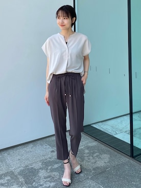 「OPAQUE.CLIP（オペークドットクリップ）のアイテム」を使った、OPAQUE.CLIPスタッフさん（レディース・158cm）の夏コーディネート