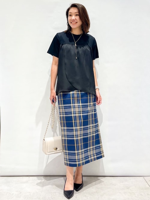 セール】《美人百花掲載》マドラスチェックタイトスカート【洗濯機洗い