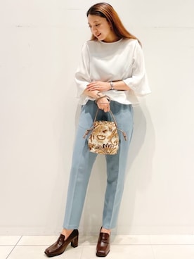 「オペークドットクリップ」｜OPAQUE.CLIPスタッフさん（レディース・158cm）の夏コーディネート