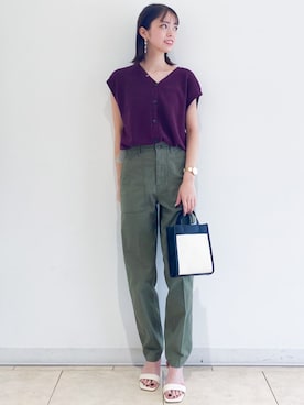 「オペークドットクリップ」｜OPAQUE.CLIPスタッフさん（レディース・158cm）の夏コーディネート