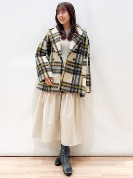 「OPAQUE.CLIP」｜「アイテム（ピーコート）」を使った、OPAQUE.CLIPスタッフさん（レディース・158cm）の秋コーディネート