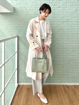 「OPAQUE.CLIP」｜「アイテム（トレンチコート）」を使った、OPAQUE.CLIPスタッフさん（レディース・158cm）の春コーディネート