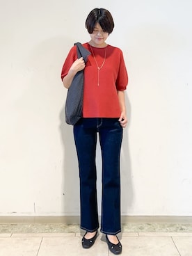 「OPAQUE.CLIP（オペークドットクリップ）のアイテム（デニムパンツ）」を使った、OPAQUE.CLIPスタッフさん（レディース・161cm）の夏コーディネート