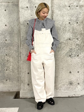 「OPAQUE.CLIP」｜「アイテム（オールインワン・サロペット）」を使った、OPAQUE.CLIPスタッフさん（レディース・158cm）の春コーディネート