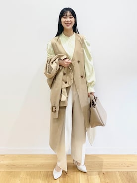 「OPAQUE.CLIP」｜「アイテム（トレンチコート）」を使った、OPAQUE.CLIPスタッフさん（レディース・158cm）の春コーディネート