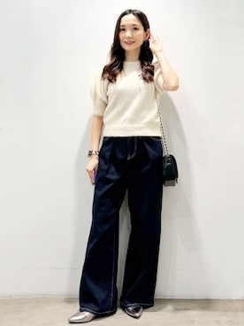 「OPAQUE.CLIP（オペークドットクリップ）のアイテム（デニムパンツ）」を使った、OPAQUE.CLIPスタッフさん（レディース・156cm）の秋コーディネート