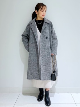 「OPAQUE.CLIP」｜「アイテム（チェスターコート）」を使った、OPAQUE.CLIPスタッフさん（レディース・156cm）の冬コーディネート