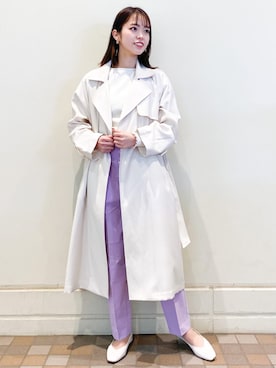 「リブニット」｜「アイテム（トレンチコート）」を使った、OPAQUE.CLIPスタッフさん（レディース・158cm）の春コーディネート