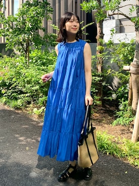 「オペークドットクリップ」｜OPAQUE.CLIPスタッフさん（レディース・158cm）の夏コーディネート