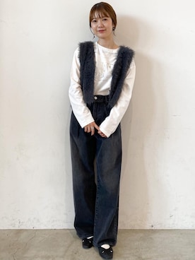 「OPAQUE.CLIP（オペークドットクリップ）のアイテム（デニムパンツ）」を使った、OPAQUE.CLIPスタッフさん（レディース・156cm）の秋コーディネート