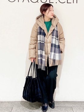 「アイテム（ストール/ショール）」を使った、OPAQUE.CLIPスタッフさん（レディース・154cm）の冬コーディネート