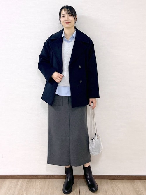 カシミヤブレンドウールミドルピーコート（ピーコート）｜OPAQUE.CLIP