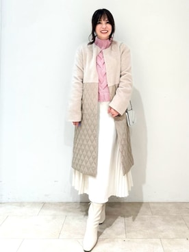 「OPAQUE.CLIP」｜「アイテム（ノーカラーコート）」を使った、OPAQUE.CLIPスタッフさん（レディース・162cm）の秋コーディネート