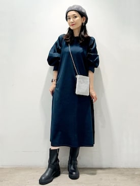 「OPAQUE.CLIP」｜「アイテム（ハンチング/ベレー帽）」を使った、OPAQUE.CLIPスタッフさん（レディース・156cm）の秋コーディネート