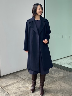 「OPAQUE.CLIP」｜「アイテム（チェスターコート）」を使った、OPAQUE.CLIPスタッフさん（レディース・158cm）の冬コーディネート
