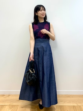 「オペークドットクリップ」｜OPAQUE.CLIPスタッフさん（レディース・158cm）の夏コーディネート