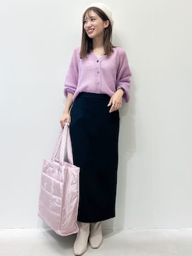 「OPAQUE.CLIP」｜「アイテム（ハンチング/ベレー帽）」を使った、OPAQUE.CLIPスタッフさん（レディース・157cm）の秋コーディネート