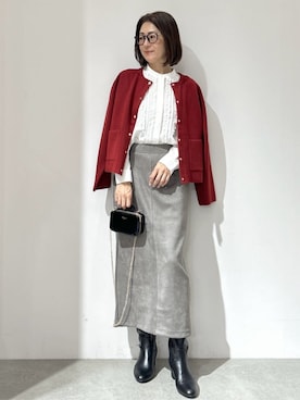 「アイテム（ポーチ）」を使った、OPAQUE.CLIPスタッフさん（レディース・161cm）の秋コーディネート