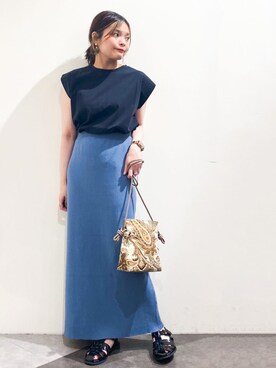 「オペークドットクリップ」｜OPAQUE.CLIPスタッフさん（レディース・158cm）の夏コーディネート