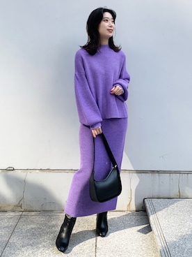 「ニットアップ」｜OPAQUE.CLIPスタッフさん（レディース・158cm）の秋コーディネート