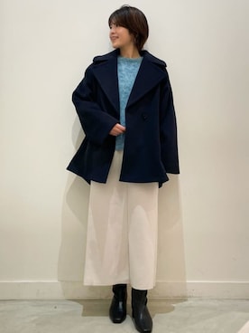 「OPAQUE.CLIP」｜「アイテム（ピーコート）」を使った、OPAQUE.CLIPスタッフさん（レディース・158cm）の冬コーディネート