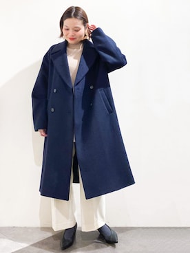 「OPAQUE.CLIP」｜「アイテム（チェスターコート）」を使った、OPAQUE.CLIPスタッフさん（レディース・158cm）の冬コーディネート