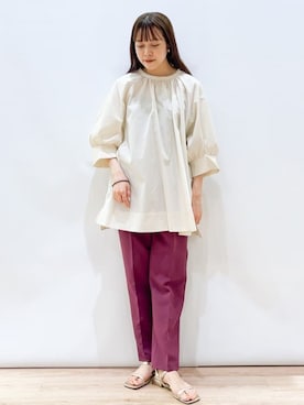 「オペークドットクリップ」｜OPAQUE.CLIPスタッフさん（レディース・158cm）の夏コーディネート